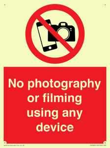 No photography or filming using any device